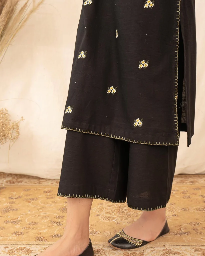 BLACK BLOOM | 2-Pc Stitched Embroidered Outfit - Image 4